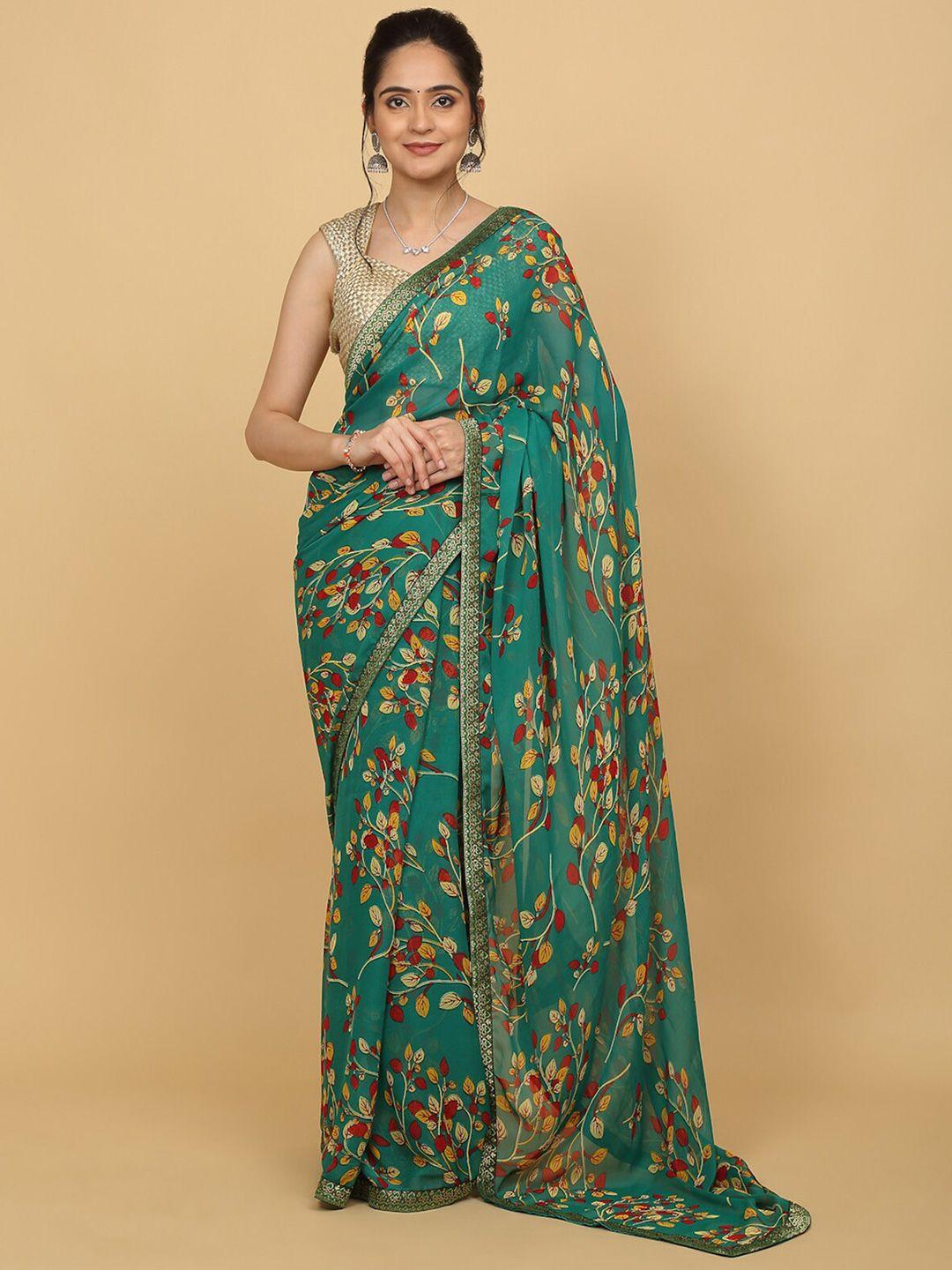 anuradha sarees floral printed zari saree