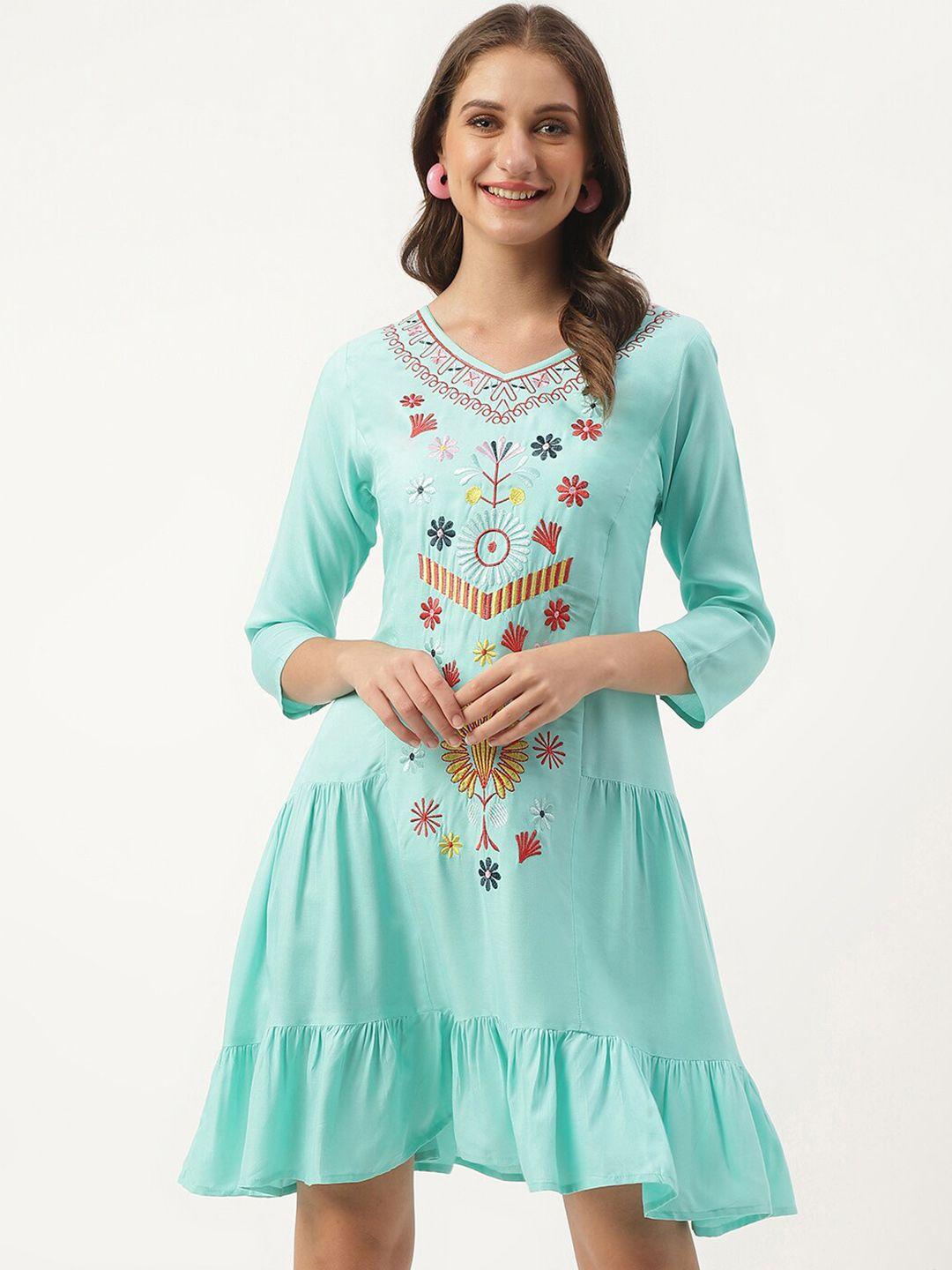 anuttara fashions floral embroidered a-line dress