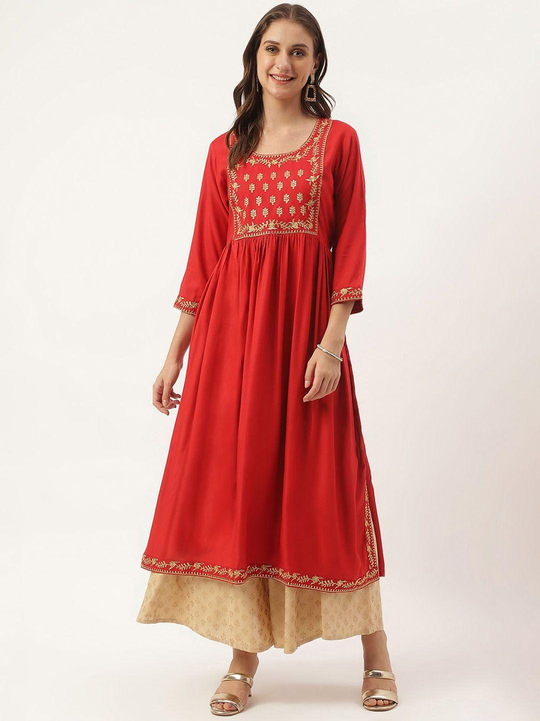 anuttara fashions floral embroidered a-line kurta