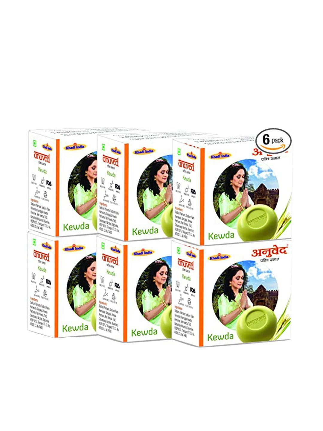 anuved set of 6 herbal kewda soaps for cooling & refreshing your senses - 125 g each
