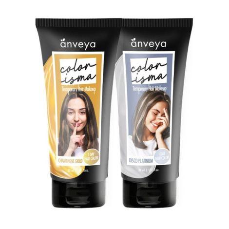 anveya colorisma champagne gold and disco platinum, 30ml eah