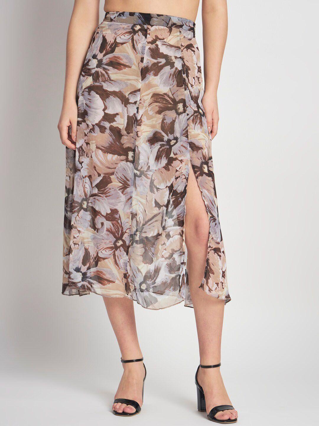 anvi be yourself floral printed a-line midi skirt