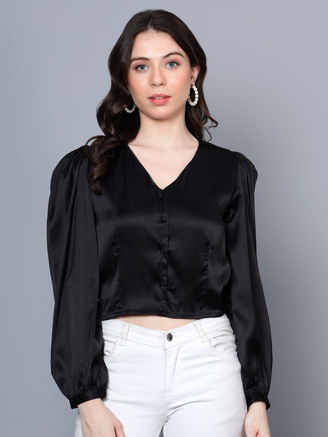 anvi be yourself v-neck puff sleeves regular top