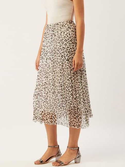 anvi be yourself white & black printed a-line skirt