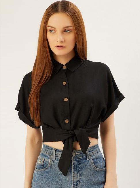 anvi be yourself black boxy fit shirt