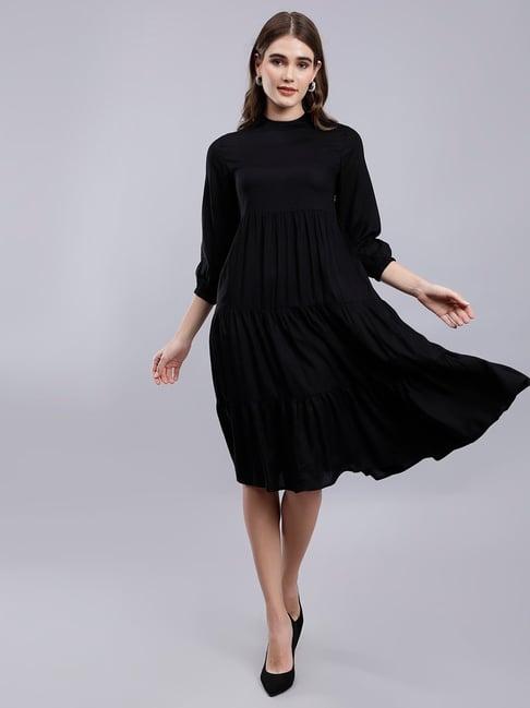 anvi be yourself black fit & flare dress