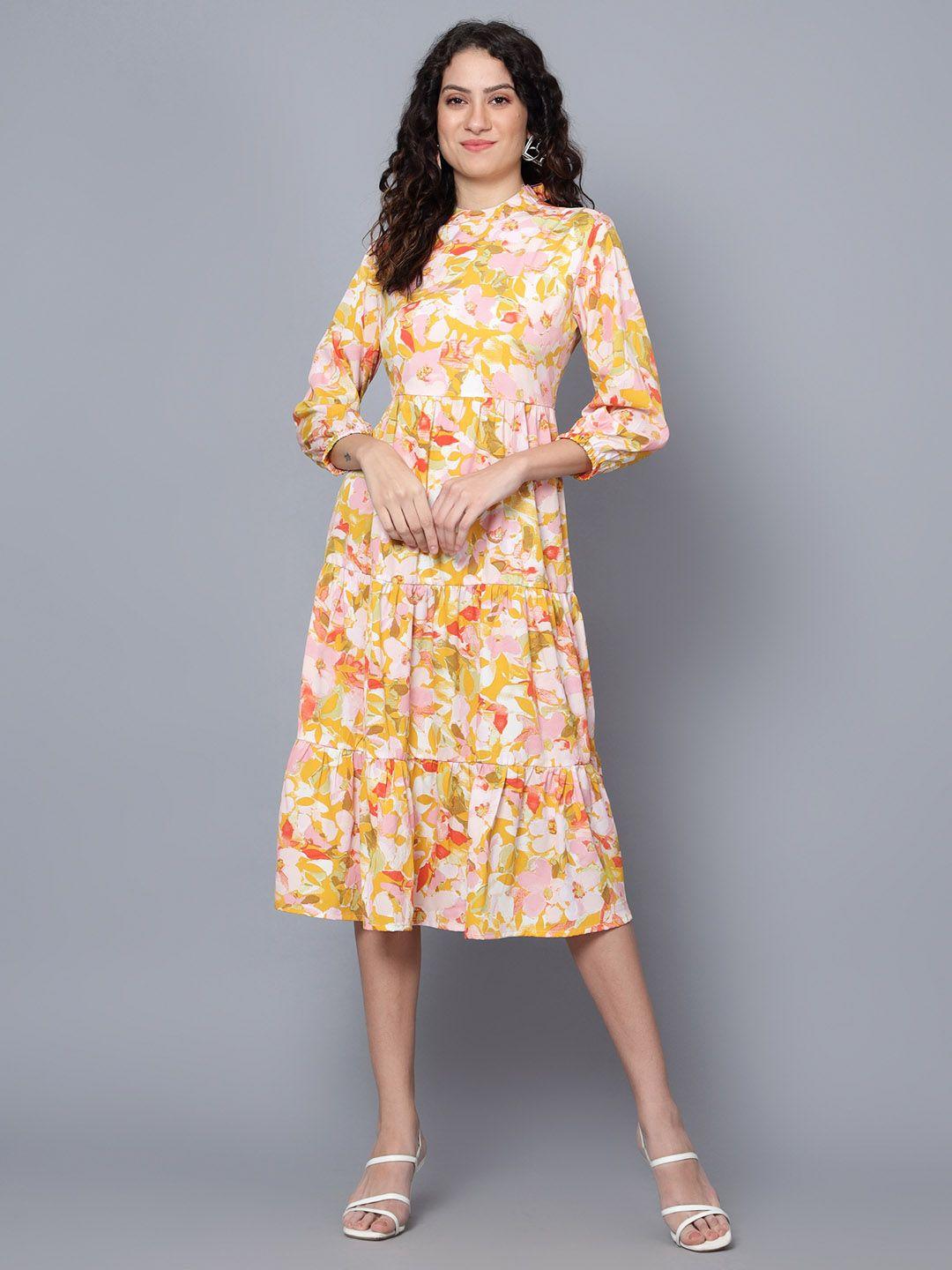 anvi be yourself floral printed fit & flare midi dress