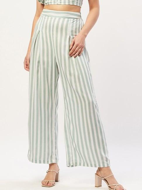anvi be yourself green striped trousers