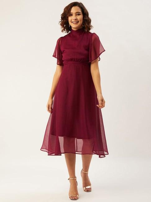 anvi be yourself maroon a-line dress