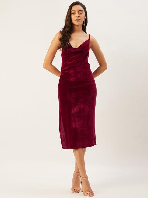 anvi be yourself maroon slip dress