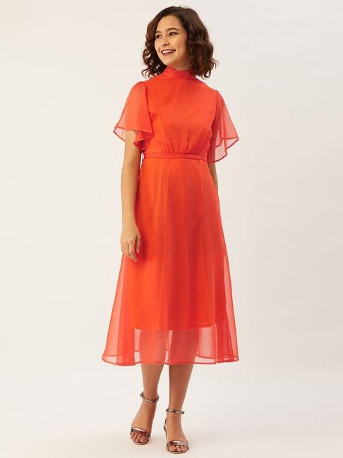 anvi be yourself orange a-line dress