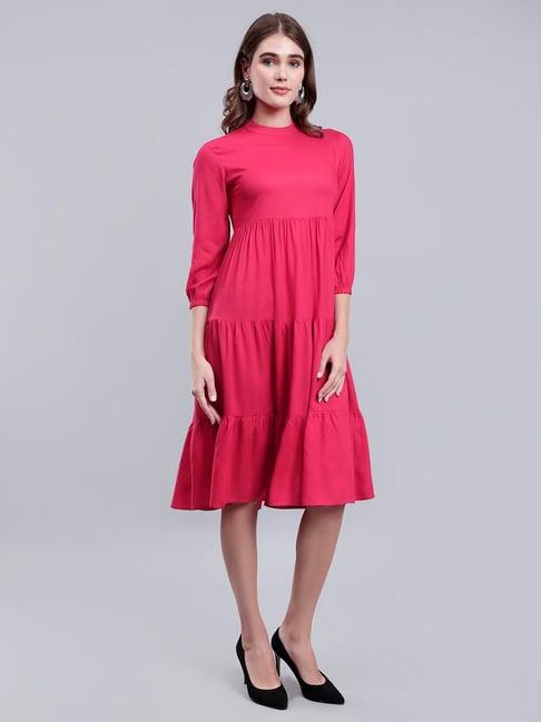 anvi be yourself pink relaxed fit a line dress