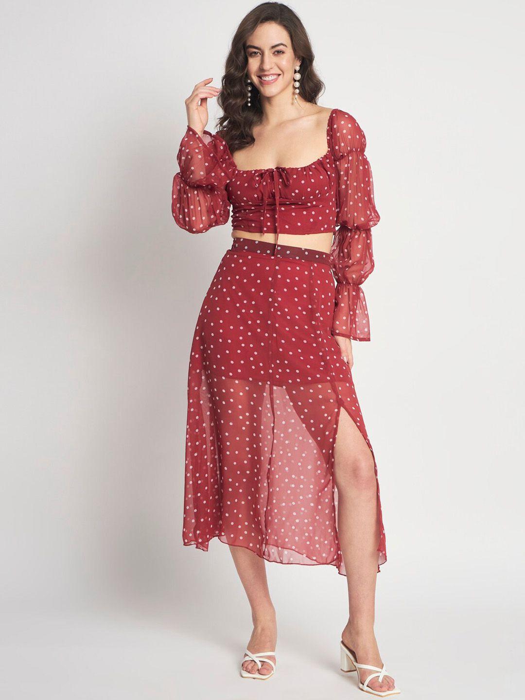 anvi be yourself polka dot printed a-line midi skirt