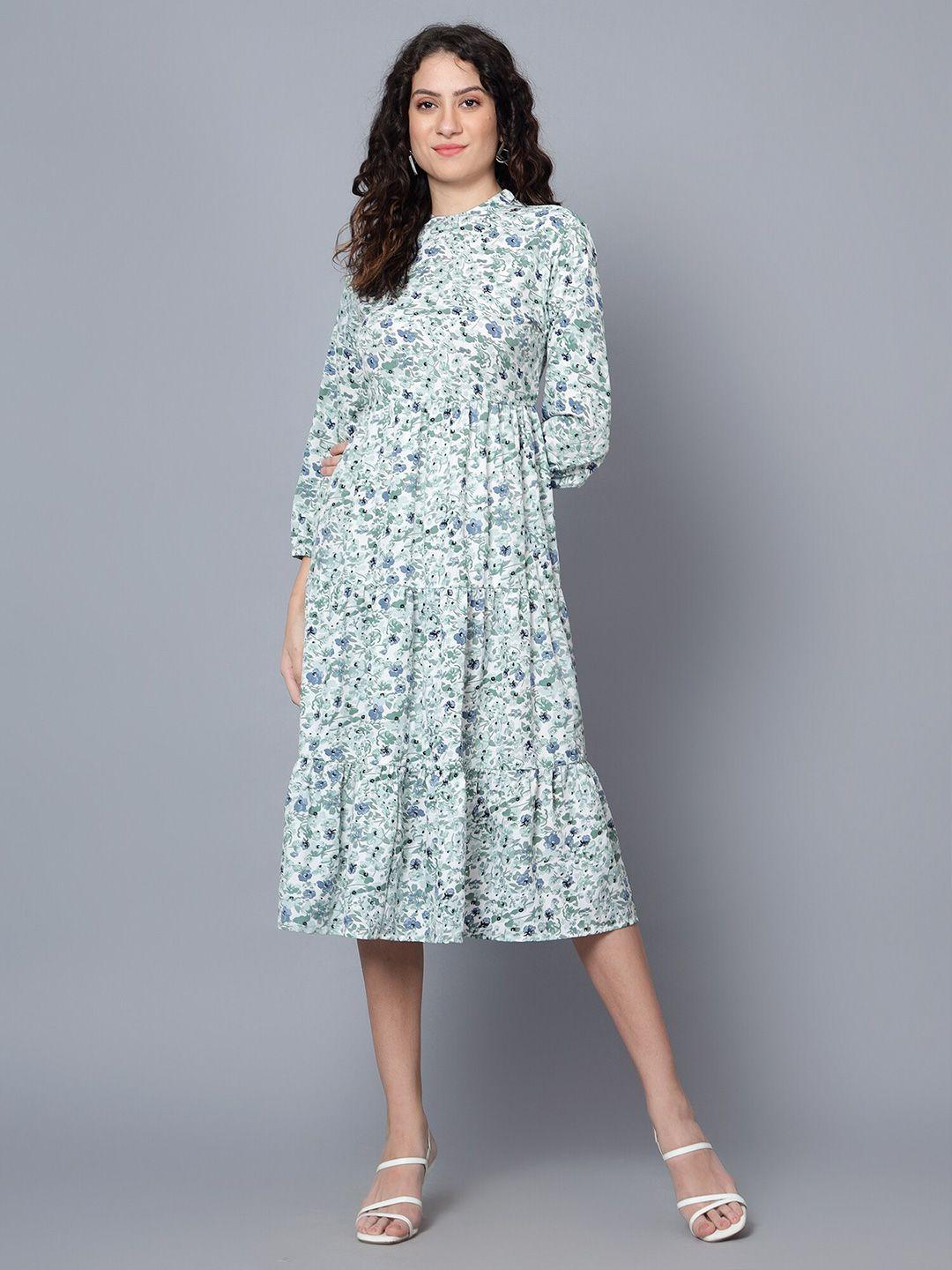 anvi be yourself white floral print bell sleeve crepe maxi dress