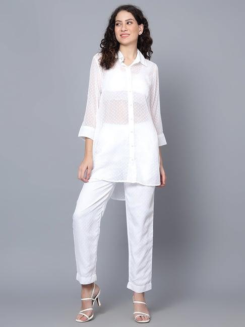 anvi be yourself white relaxed fit mid rise pants