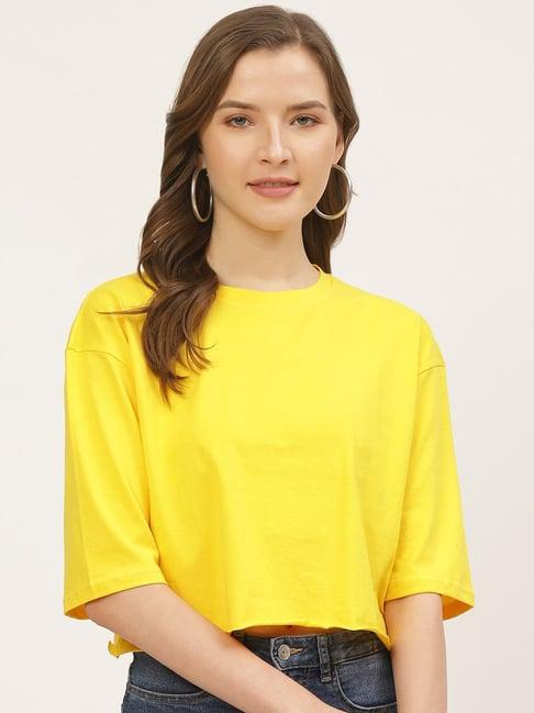 anvi be yourself yellow loose fit t-shirt