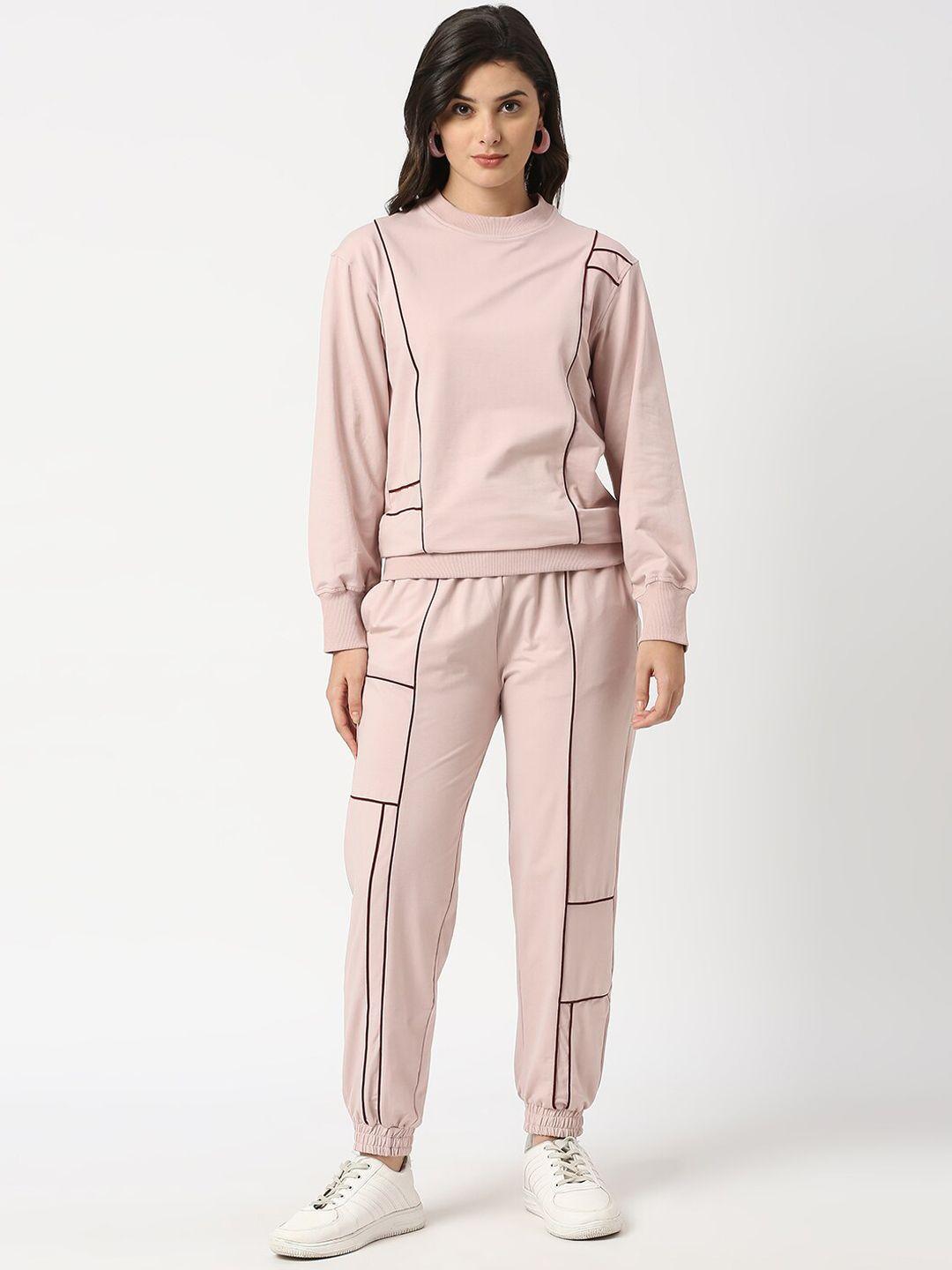 anwaind mauve round neck sweatshirt and joggers co-ords
