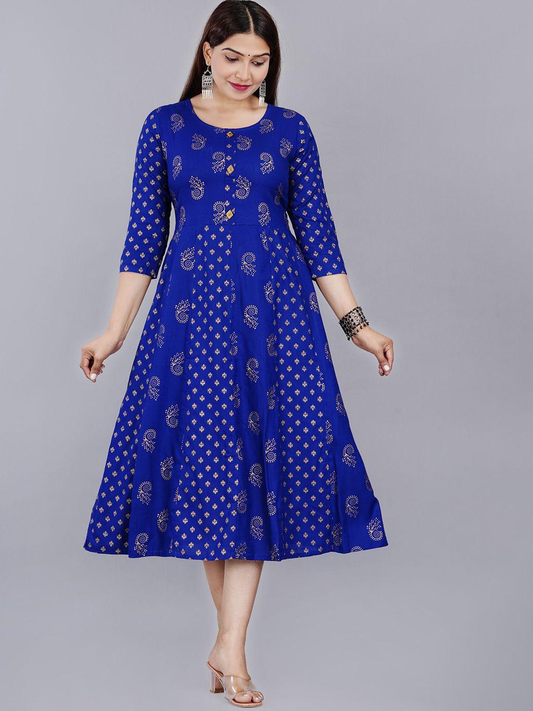 ao services ethnic motifs printed a-line ethnic dress