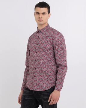 aop floral microprint poplin shirt