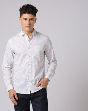 aop printed slim fit shirt