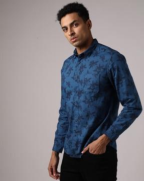 aop printed slim fit shirt