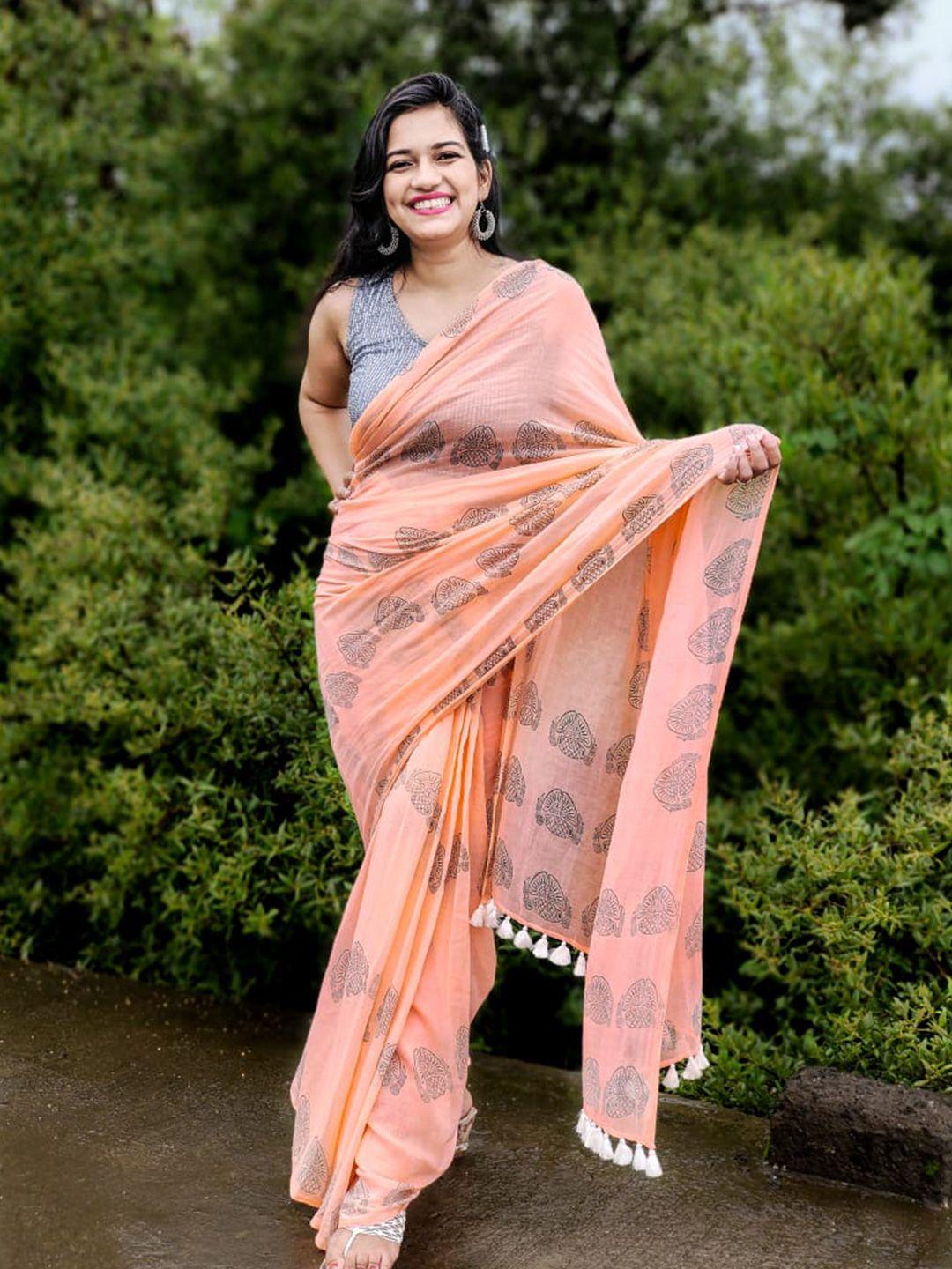 apaapi threads of glory ethnic motifs printed pure cotton saree