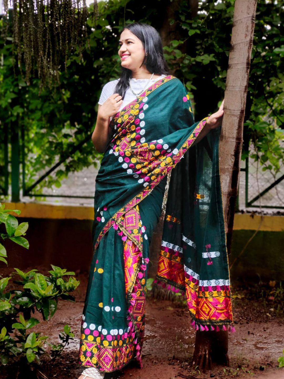apaapi threads of glory floral woven design pure cotton saree