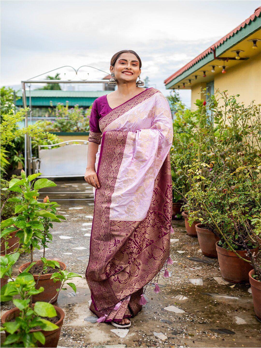 apaapi threads of glory floral woven design zari saree