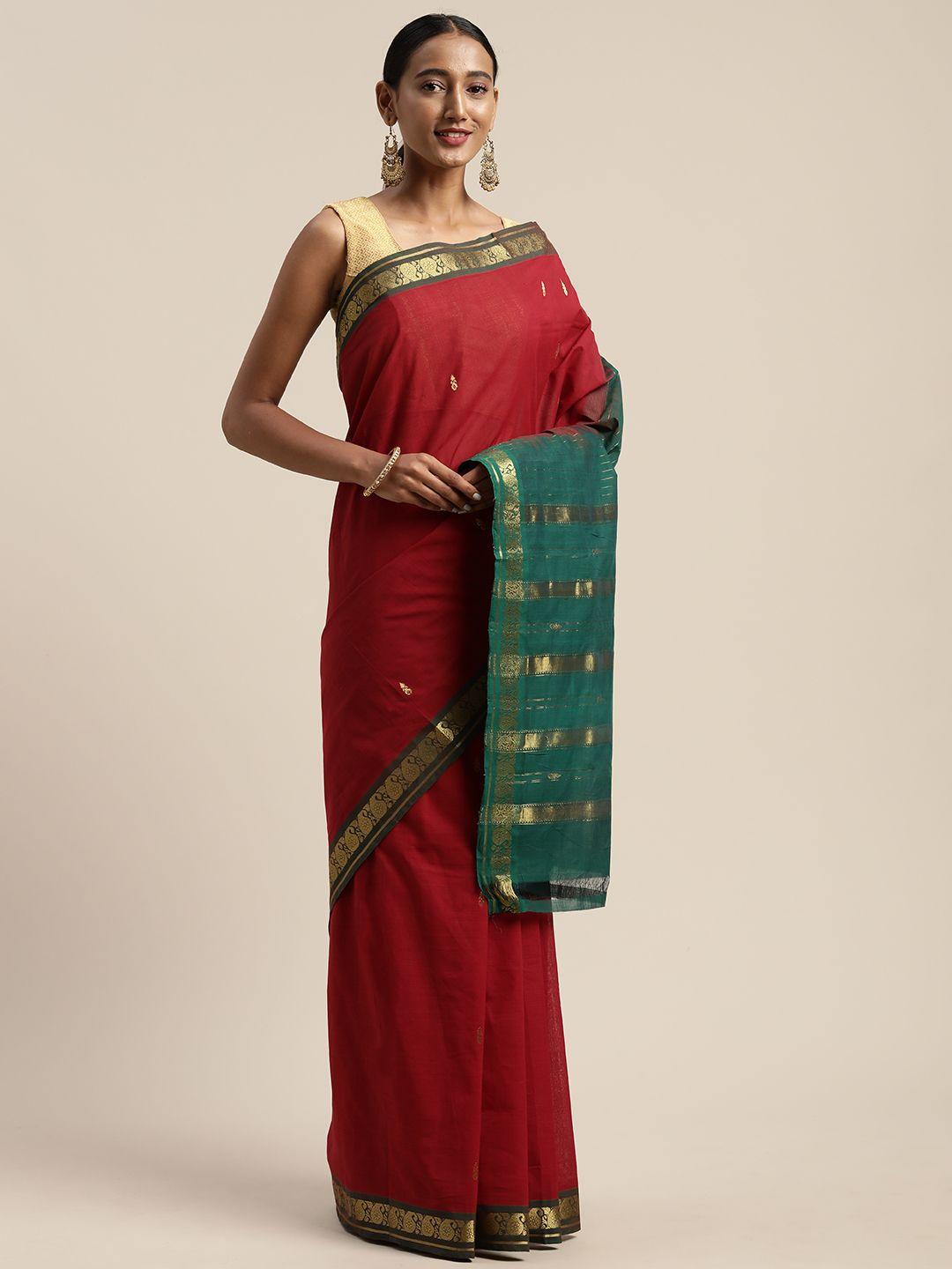 apco red & green pure cotton woven design sustainable saree