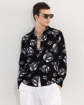 aphrodite floral print slim fit shirt