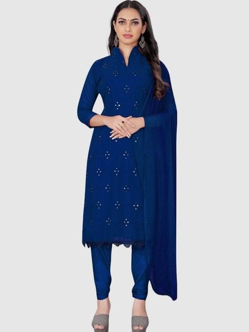 apnisha blue embroidered unstitched dress material