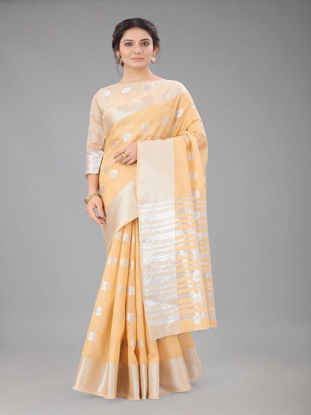 apnisha floral woven design zari silk cotton banarasi saree