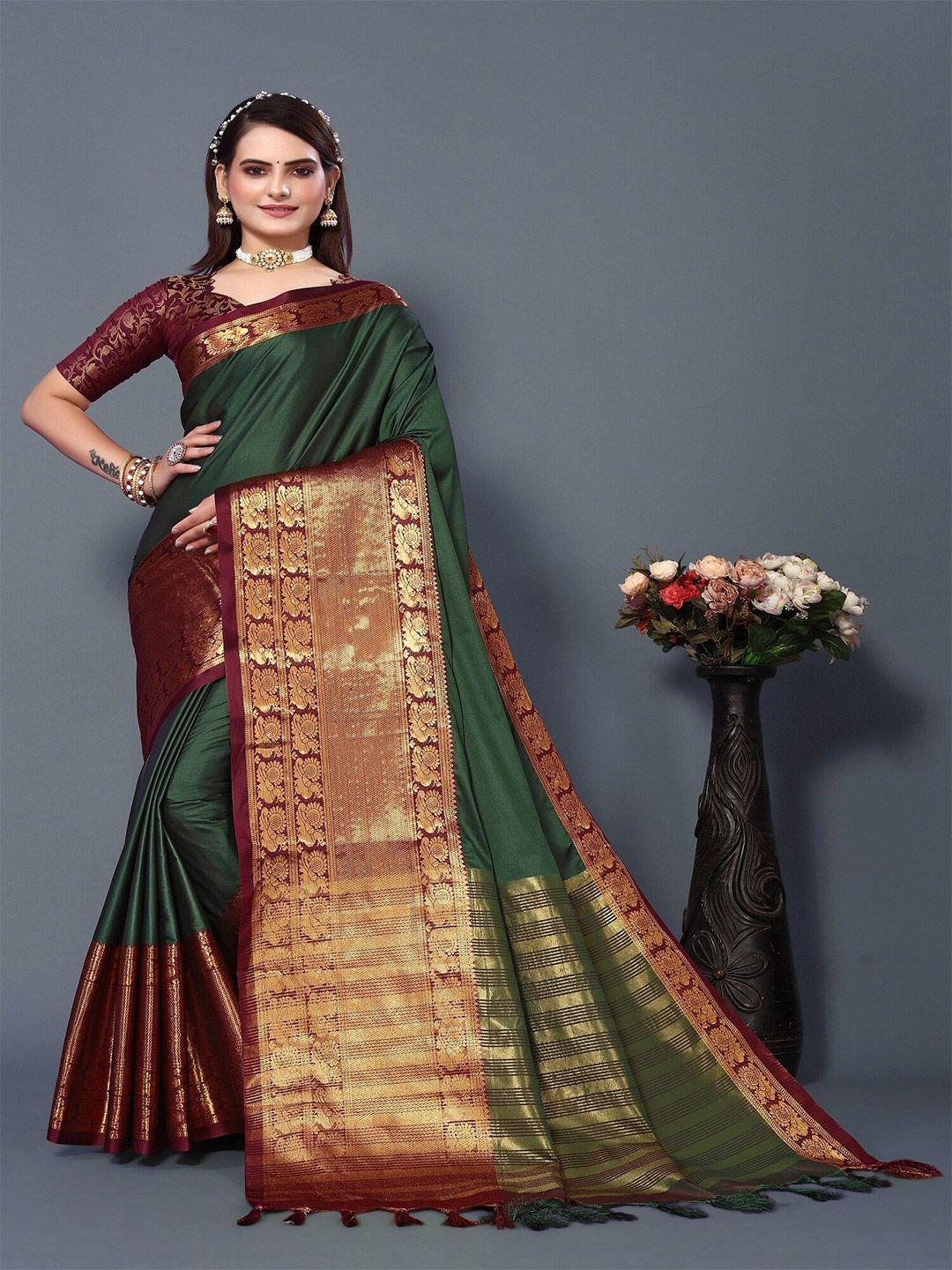 apnisha floral woven design zari silk cotton banarasi saree