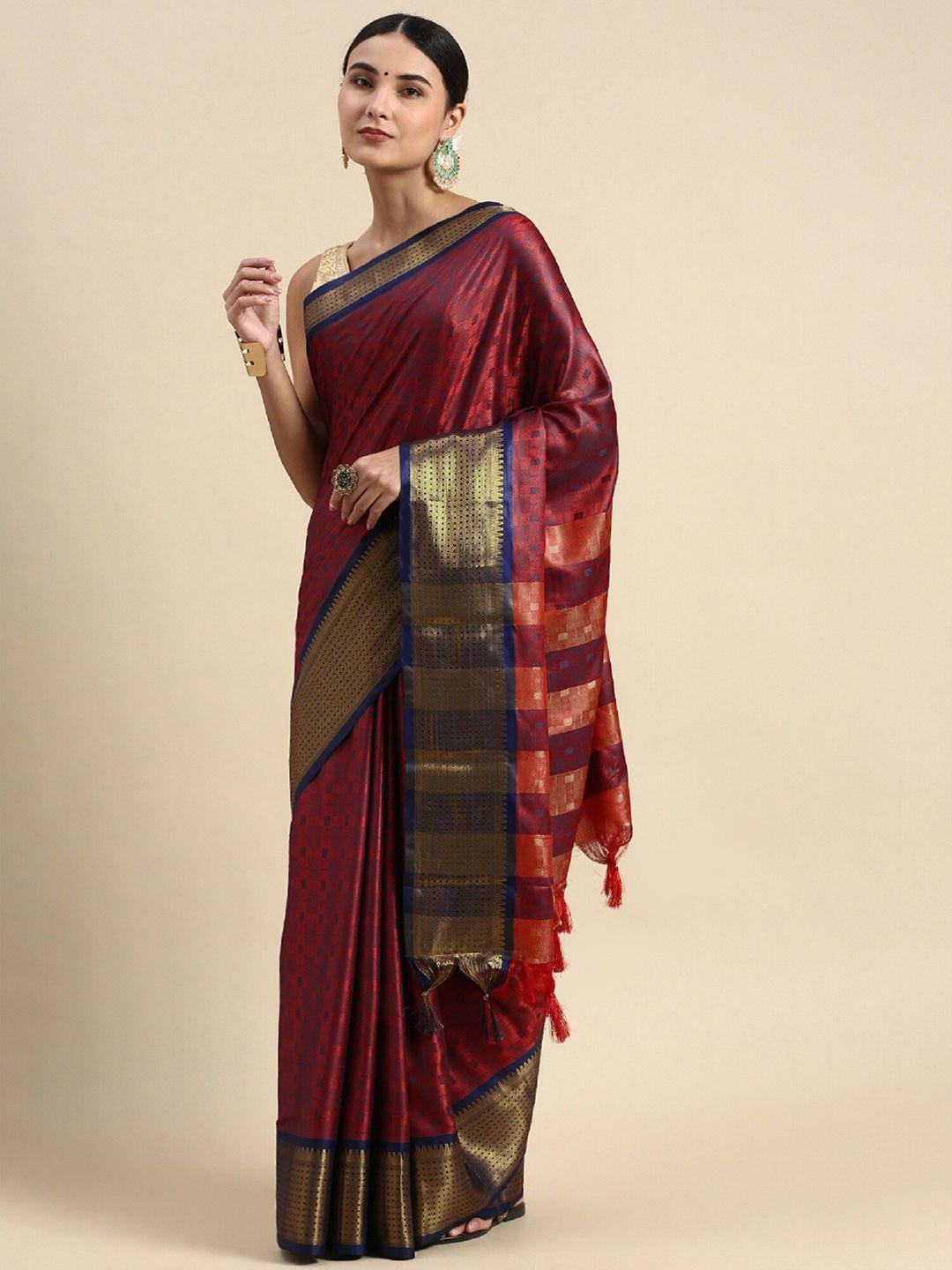 apnisha geometric woven design jacquard silk cotton banarasi saree
