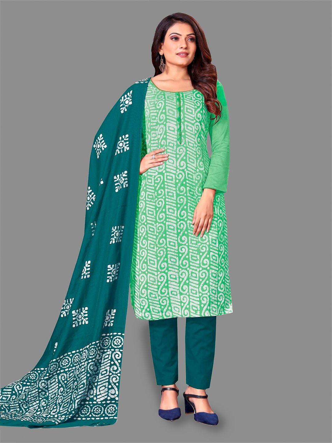 apnisha lime green & white embroidered unstitched dress material