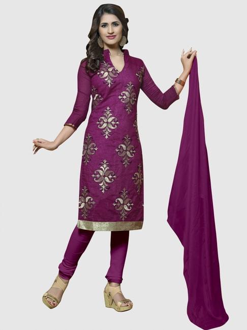 apnisha purple embroidered unstitched dress material