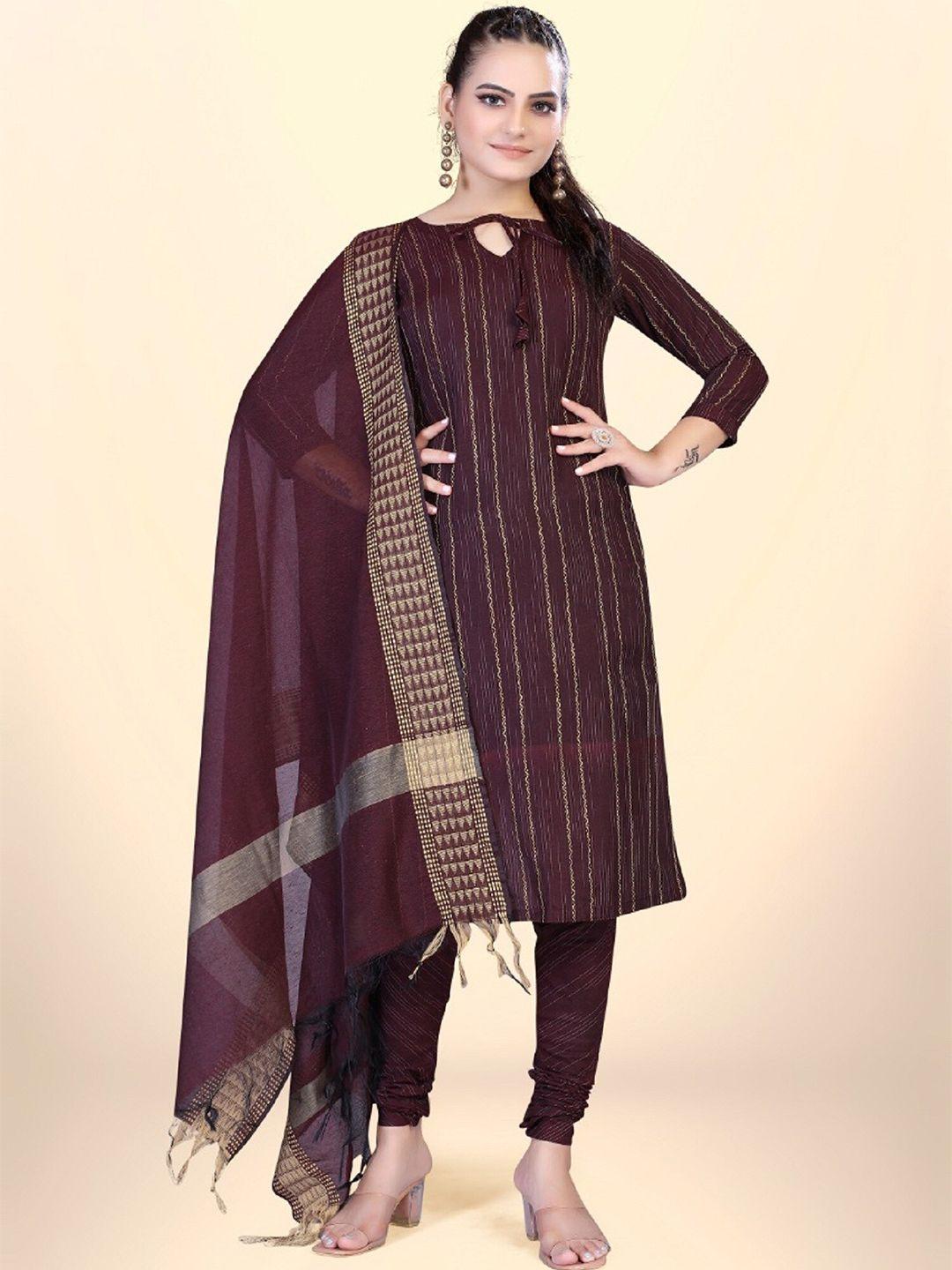apnisha striped unstitched dress material