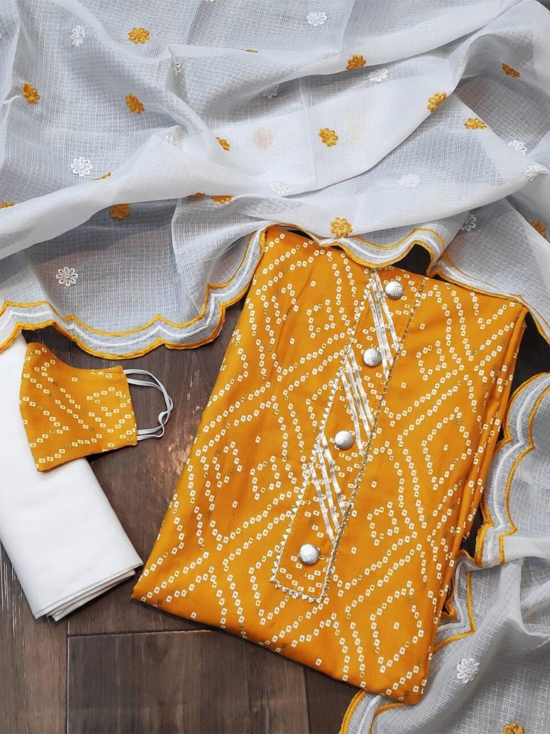 apnisha bandhani printed unstitched dress material