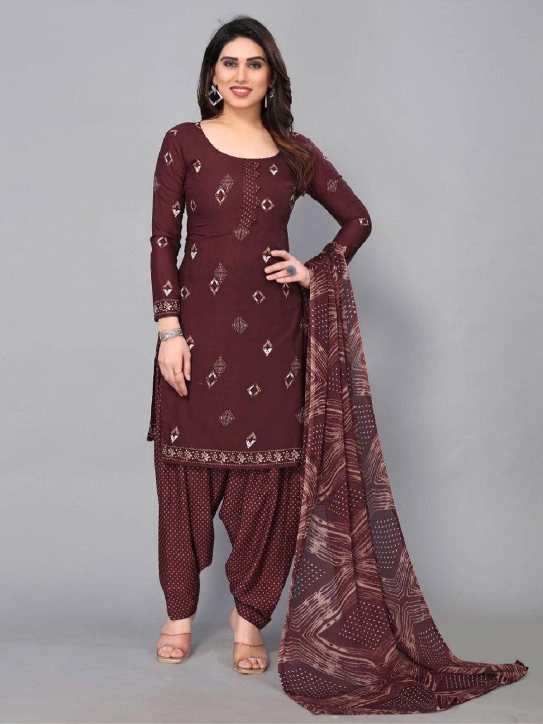 apnisha bandhani printed unstitched dress material