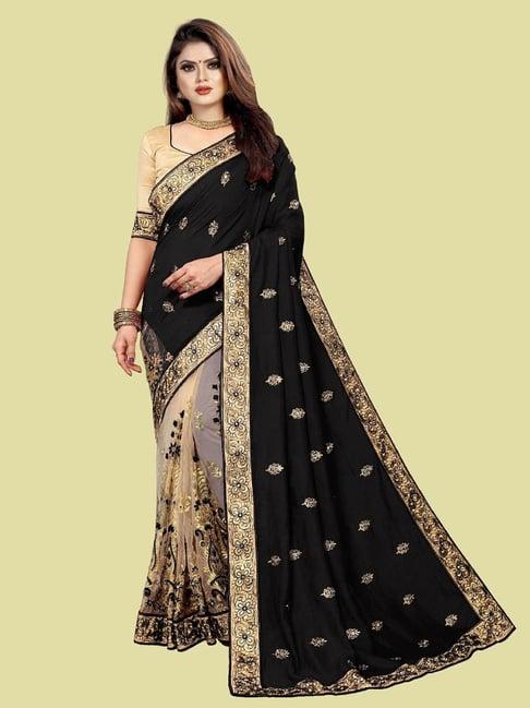 apnisha black embroidered saree with blouse