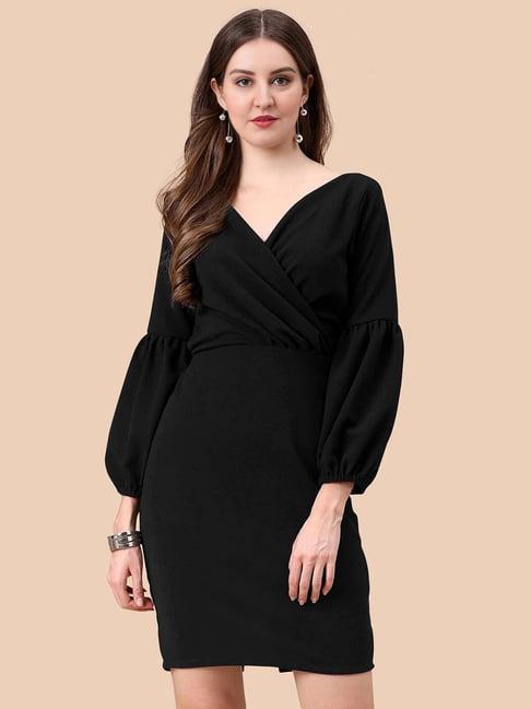 apnisha black wrap dress