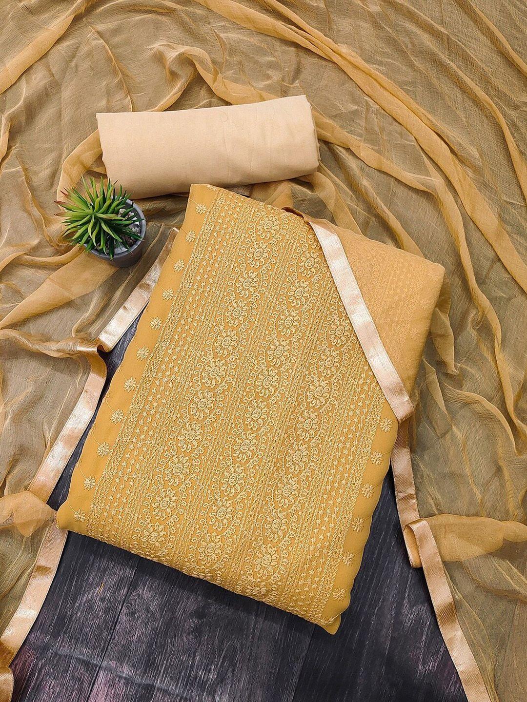 apnisha embroidered silk georgette unstitched dress material