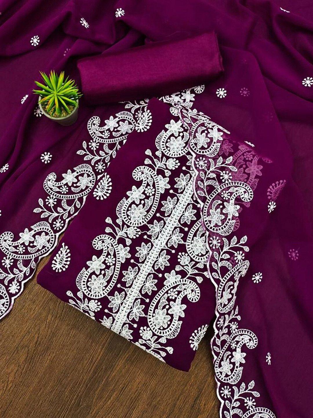 apnisha embroidered silk georgette unstitched dress material