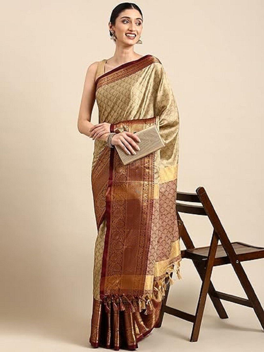 apnisha ethnic motifs printed zari pure silk banarasi saree