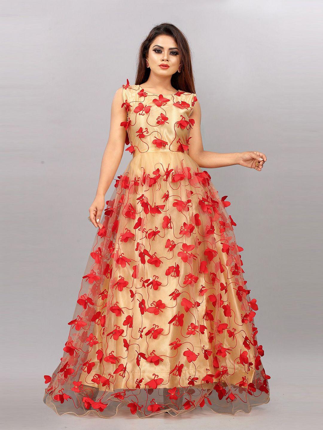 apnisha floral embroidered net ethnic maxi gown