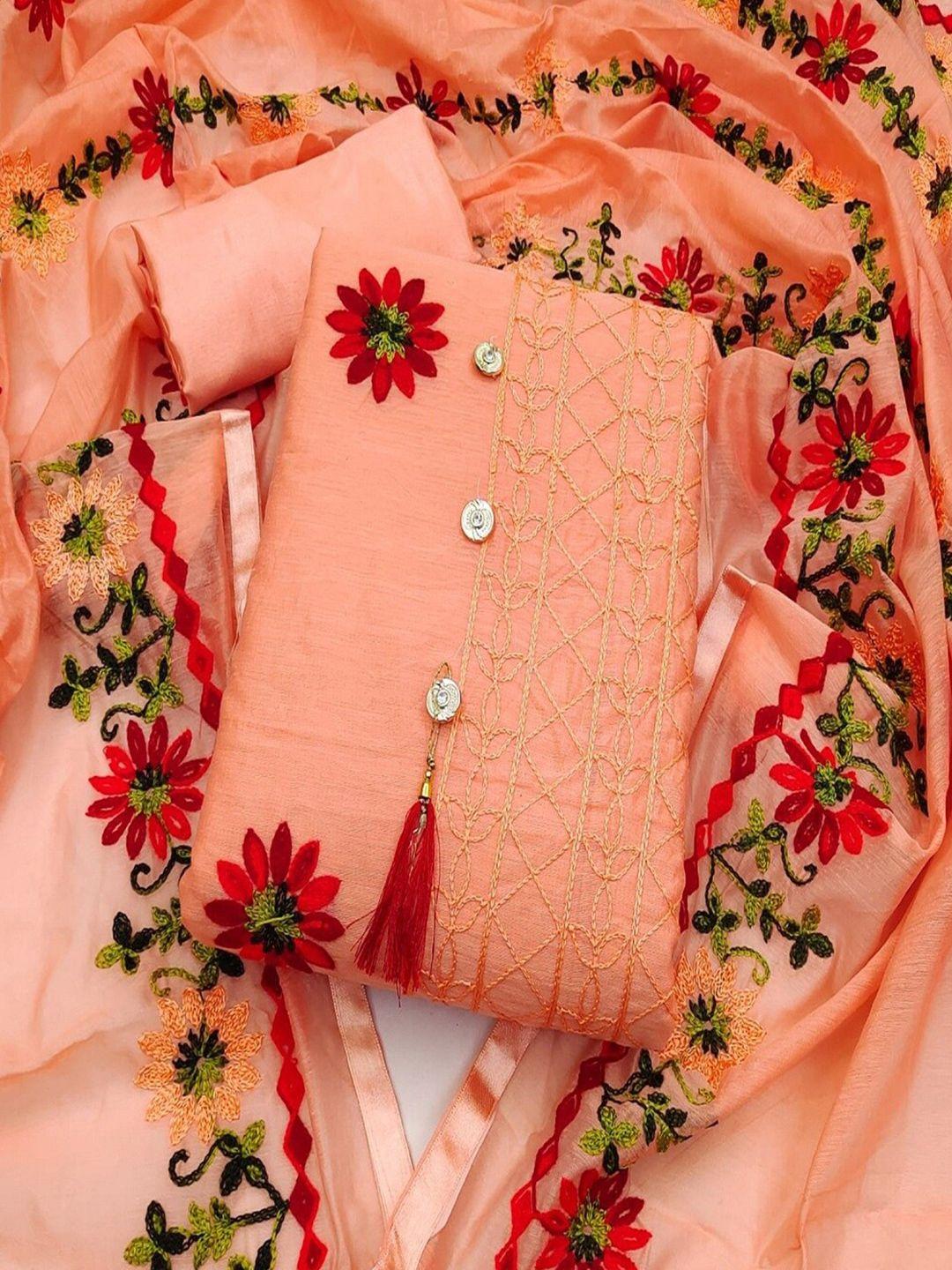 apnisha floral embroidered unstitched dress material