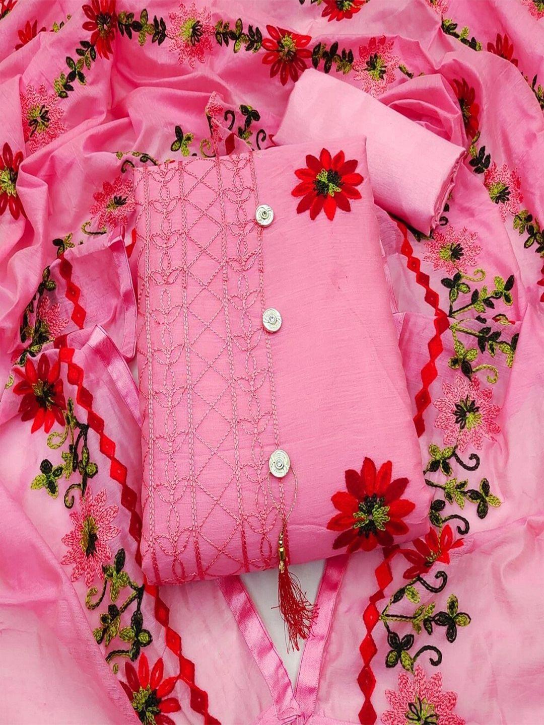 apnisha floral embroidered unstitched dress material