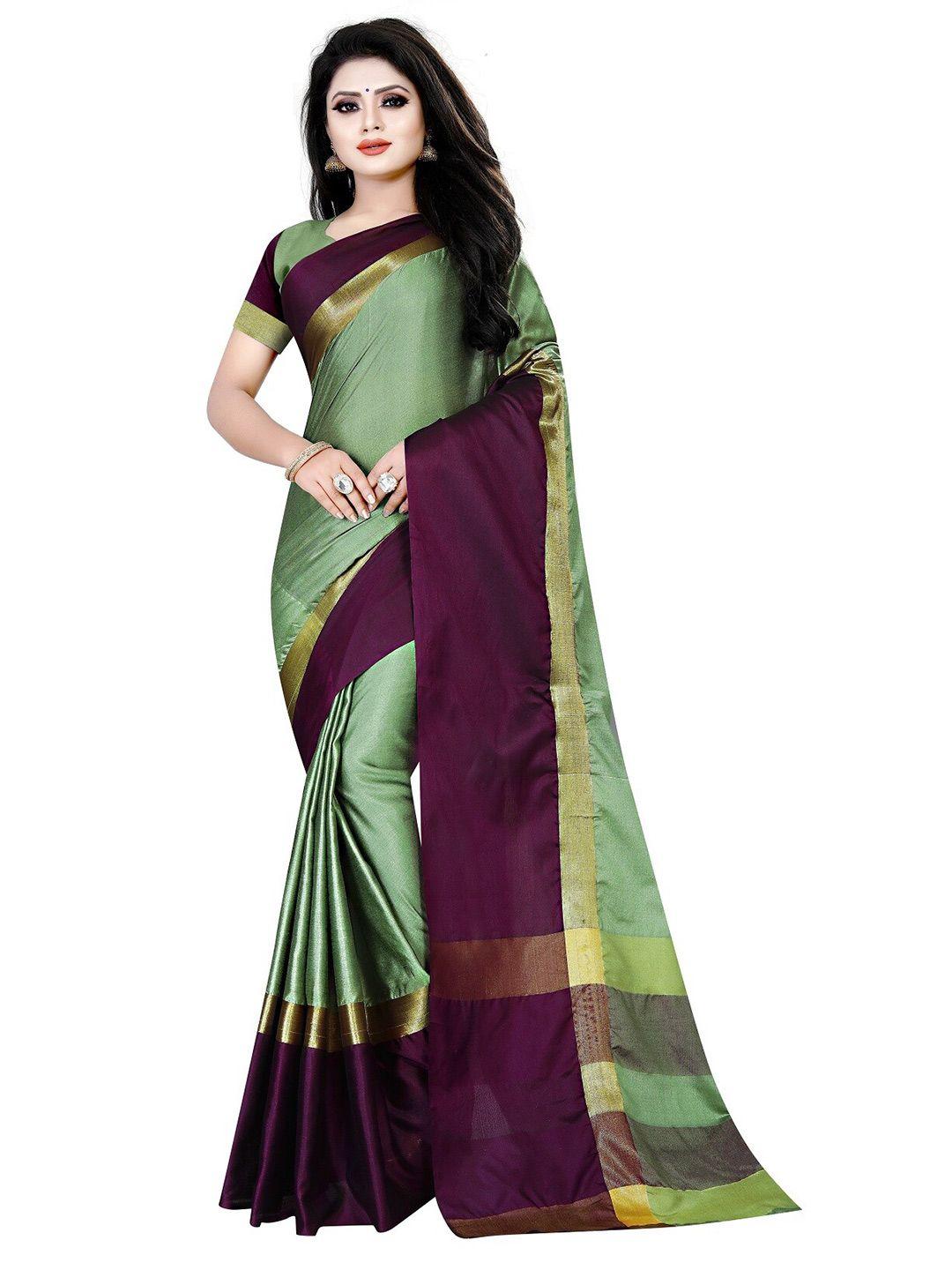 apnisha green & gold-toned pure cotton saree