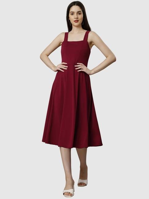 apnisha maroon a-line dress