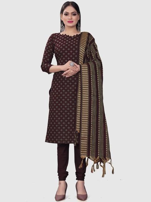 apnisha maroon cotton printed unstitched dress material